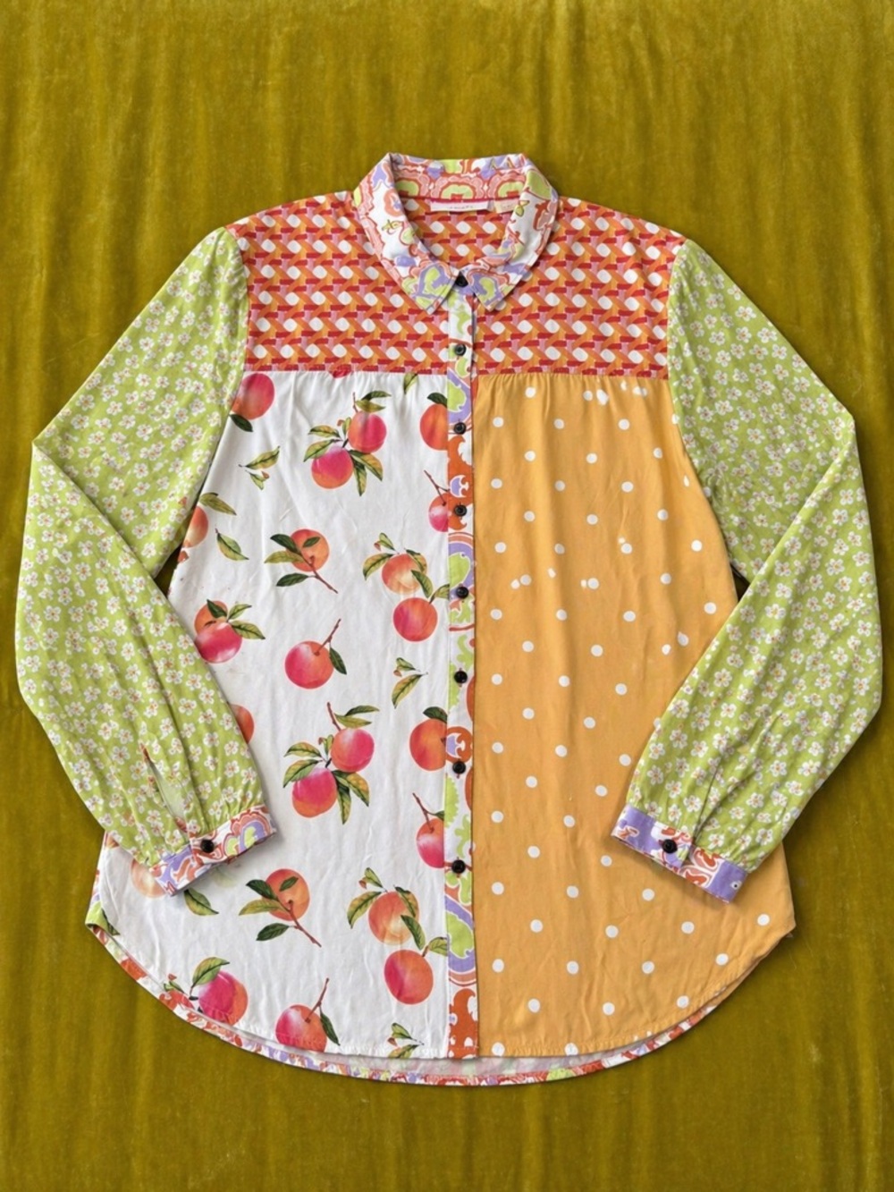 Anthropologie Maeve - Alida Contrast Button Down Shirt Multicolor Print